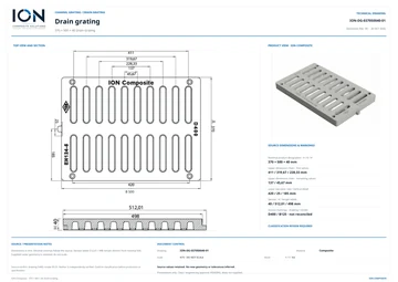 Low-resolution Technical Drawing preview for 370 × 500 × 40 Drain Grating